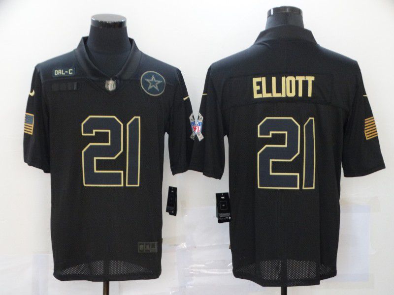 Men Dallas cowboys #21 Elliott Black gold lettering 2020 Nike NFL Jersey->baltimore ravens->NFL Jersey
